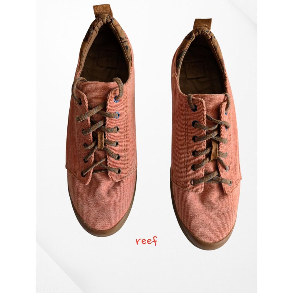 Reef Girls Walled Low TX Coral Corduroy Sneakers Youth 8 Gum Sole